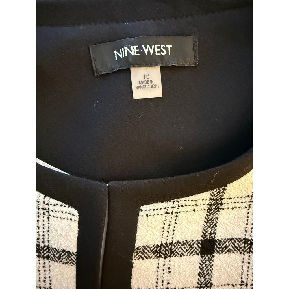 Nine West Open Front Blazer Women's Size 16 Black/White Business Casual Career - Picture 6 of 13